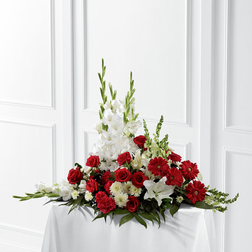 Crimson & White Arrangement – Nayitas Rva Flowers, Richmond VA