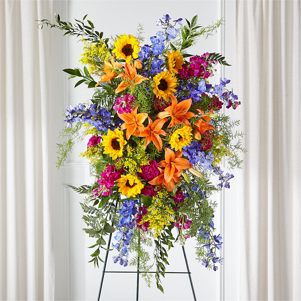 Sunlit Memories Standing Spray (Standard) – Nayitas Rva Flowers, Richmond VA