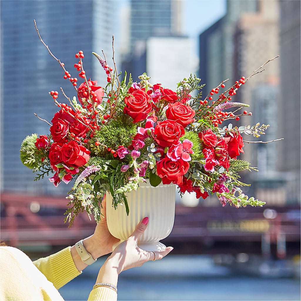 Big Red Bow Bouquet –  Nayitas Rva Flowers, Richmond VA