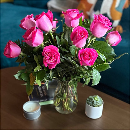 Long Stem Pink Rose Bouquet –  Nayitas Rva Flowers, Richmond VA